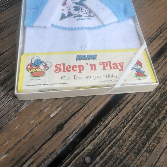 Astronaut Smurf Sleep Play Suit Baby Large Peyo Vintage 80s Giant For Mankind - Picture 5 of 8